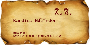 Kardics Nándor névjegykártya